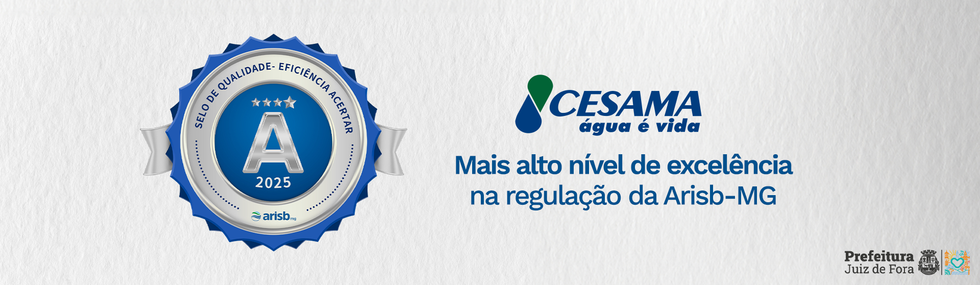 Cesama conquista Selo A da Arisb-MG por confiabilidade e exatidão nas informações divulgadas sobre saneamento