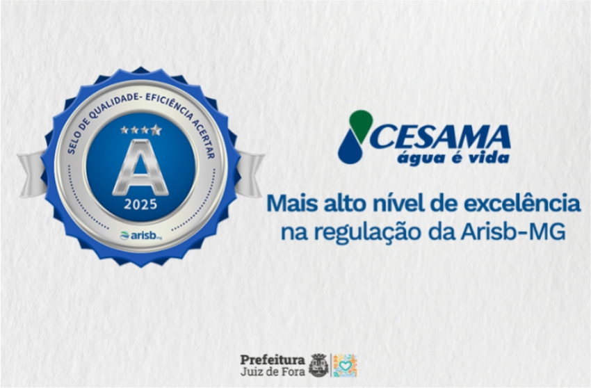 Cesama conquista Selo A da Arisb-MG por confiabilidade e exatidão nas informações divulgadas sobre saneamento