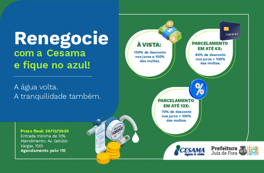 Cesama lança campanha de regularização de débitos até 30 de dezembro